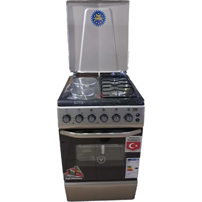 YES Cooker 2 Gas + 2 Electric Plates 50x60cm | YS-5622GTB