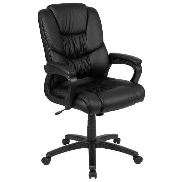 Flash Fundamentals Big & Tall 400 lb. Rated Black Leather Soft Swivel Office Chair with Padded Arms