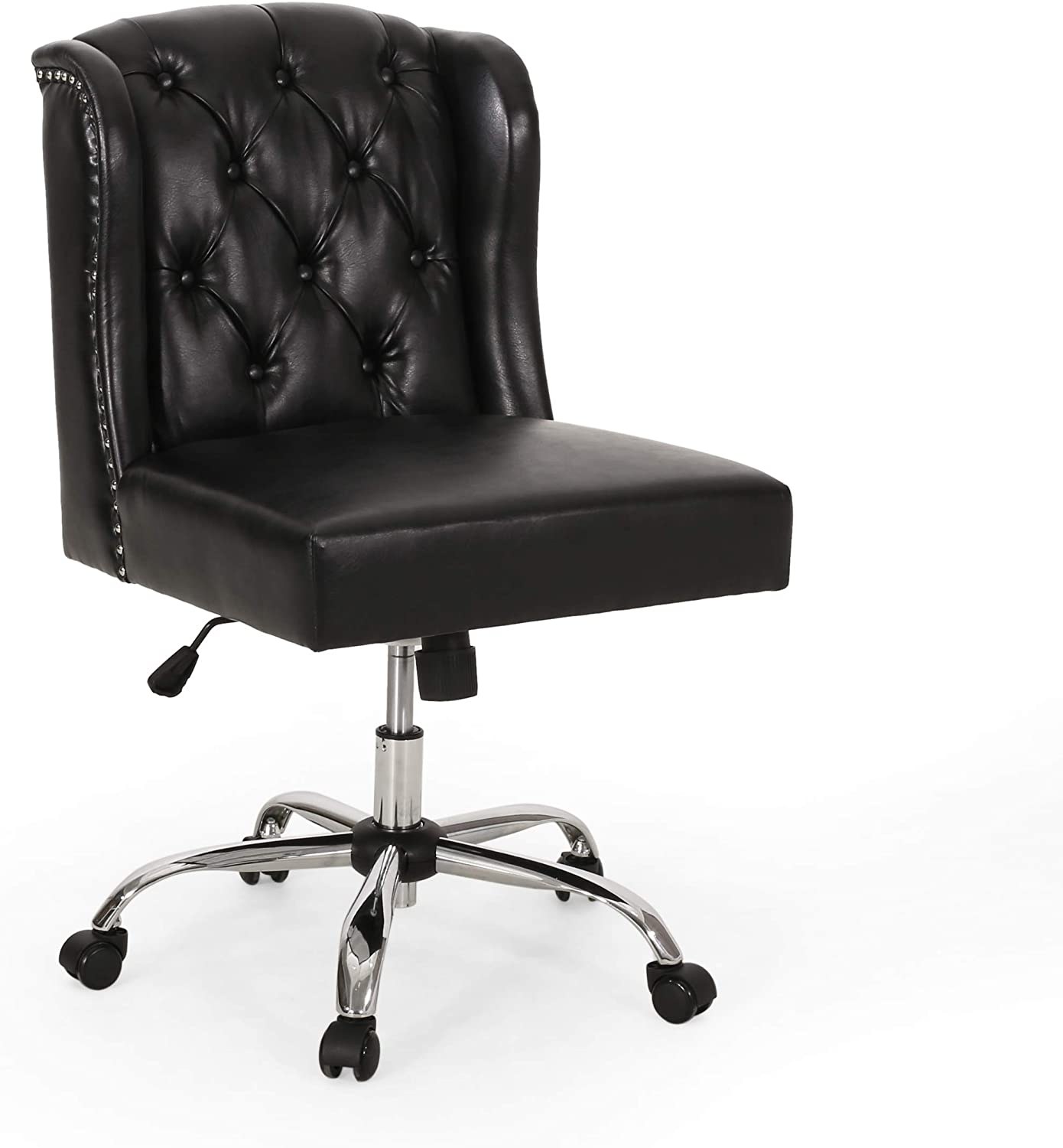 Wingback Tufted Swivel Office Chair – Midnight Black