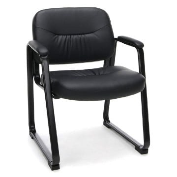 Bonded Leather Executive Side Chair with Sled Base – Black