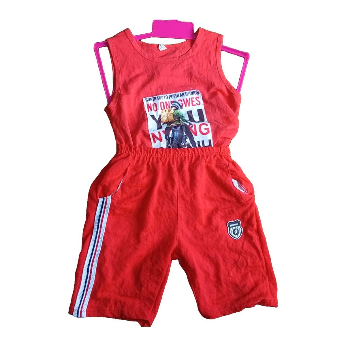 Kids' Red Printed T-Shirt and Shorts Set