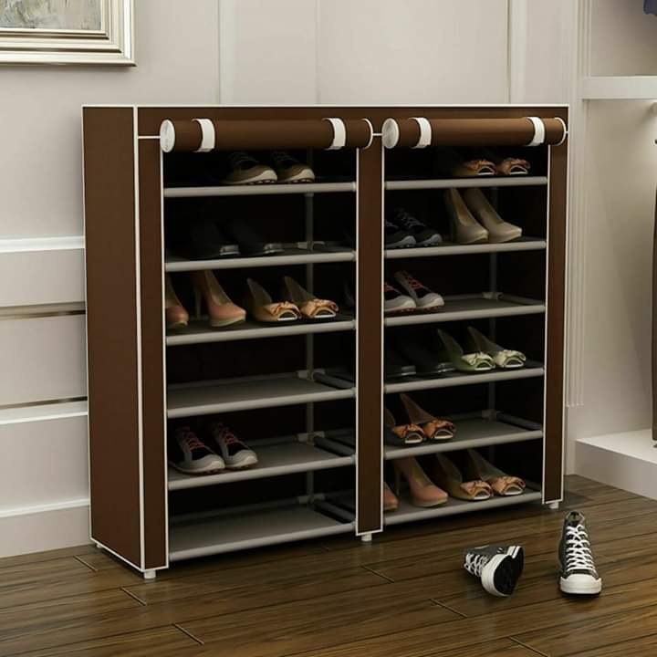 double column metal-cloth frame shoe rack.