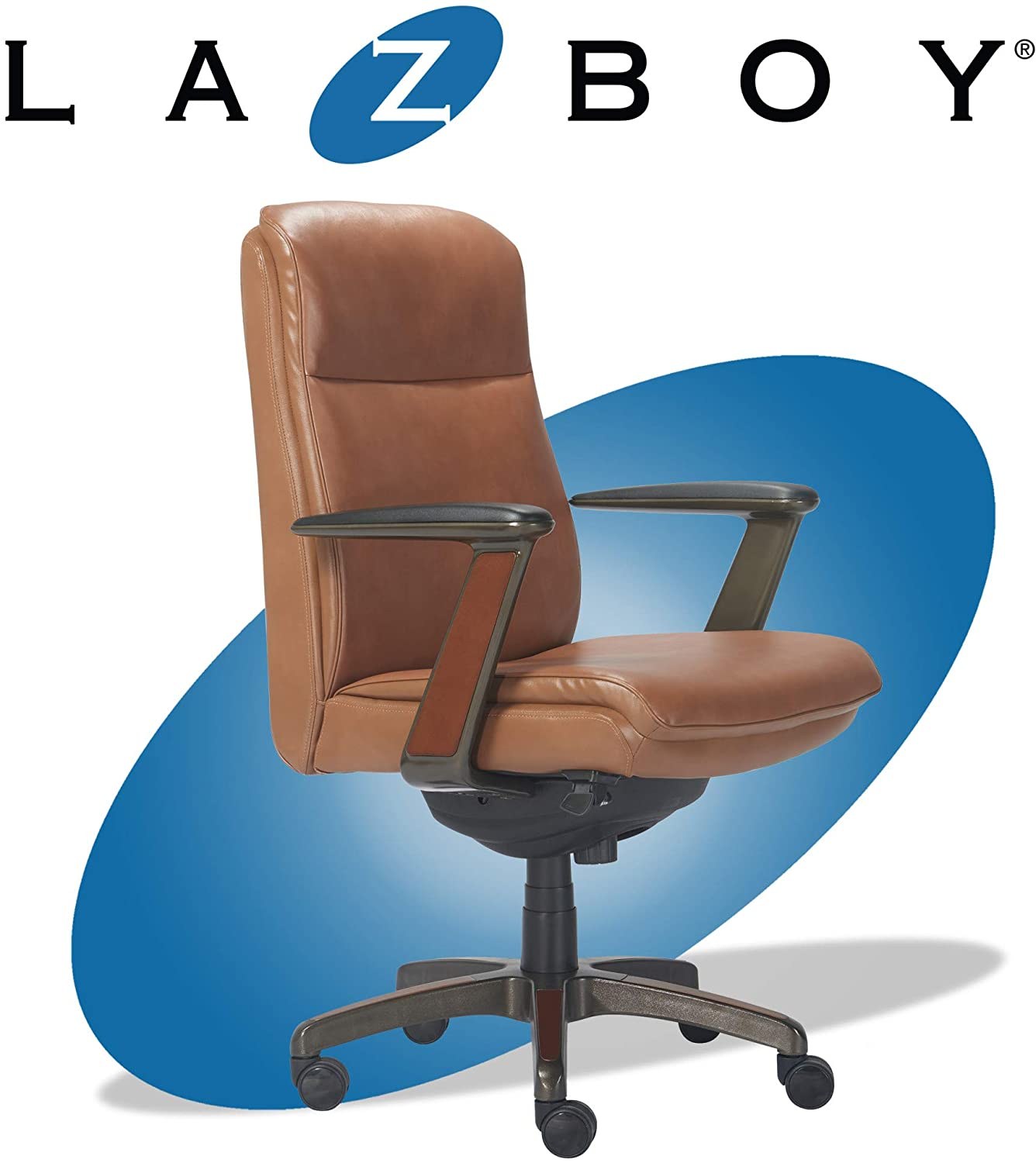 Chair with Lumbar Support, Brown Bonded Leather