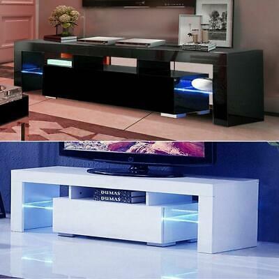 High Gloss TV Unit Cabinet Stand with LED Lights Shelves Home Furniture
