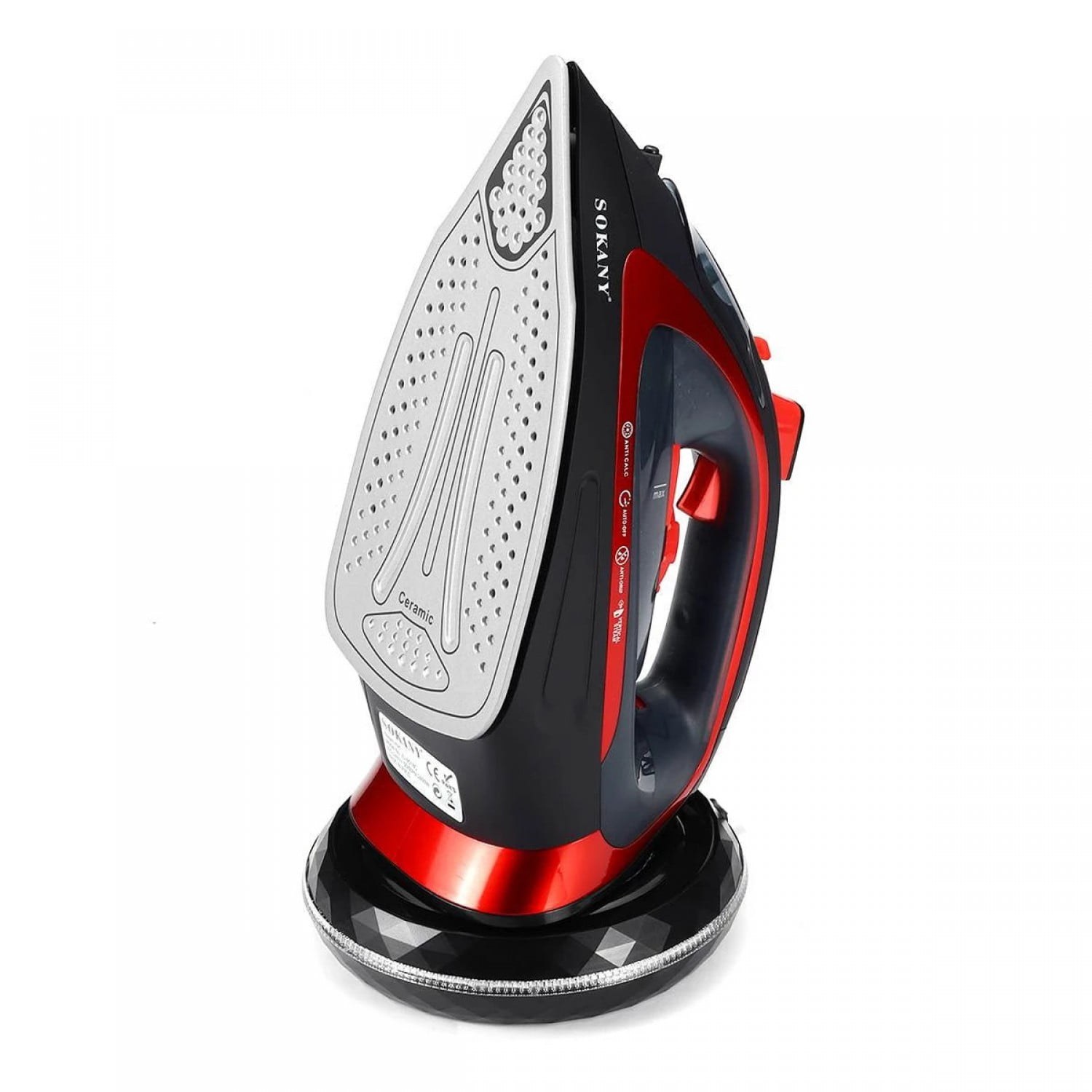 Sokany wireless steam iron EL-9518C, Black / Red