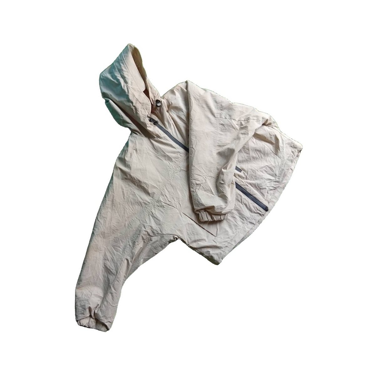 Kids' Beige Hooded Lightweight Windbreaker Jacket