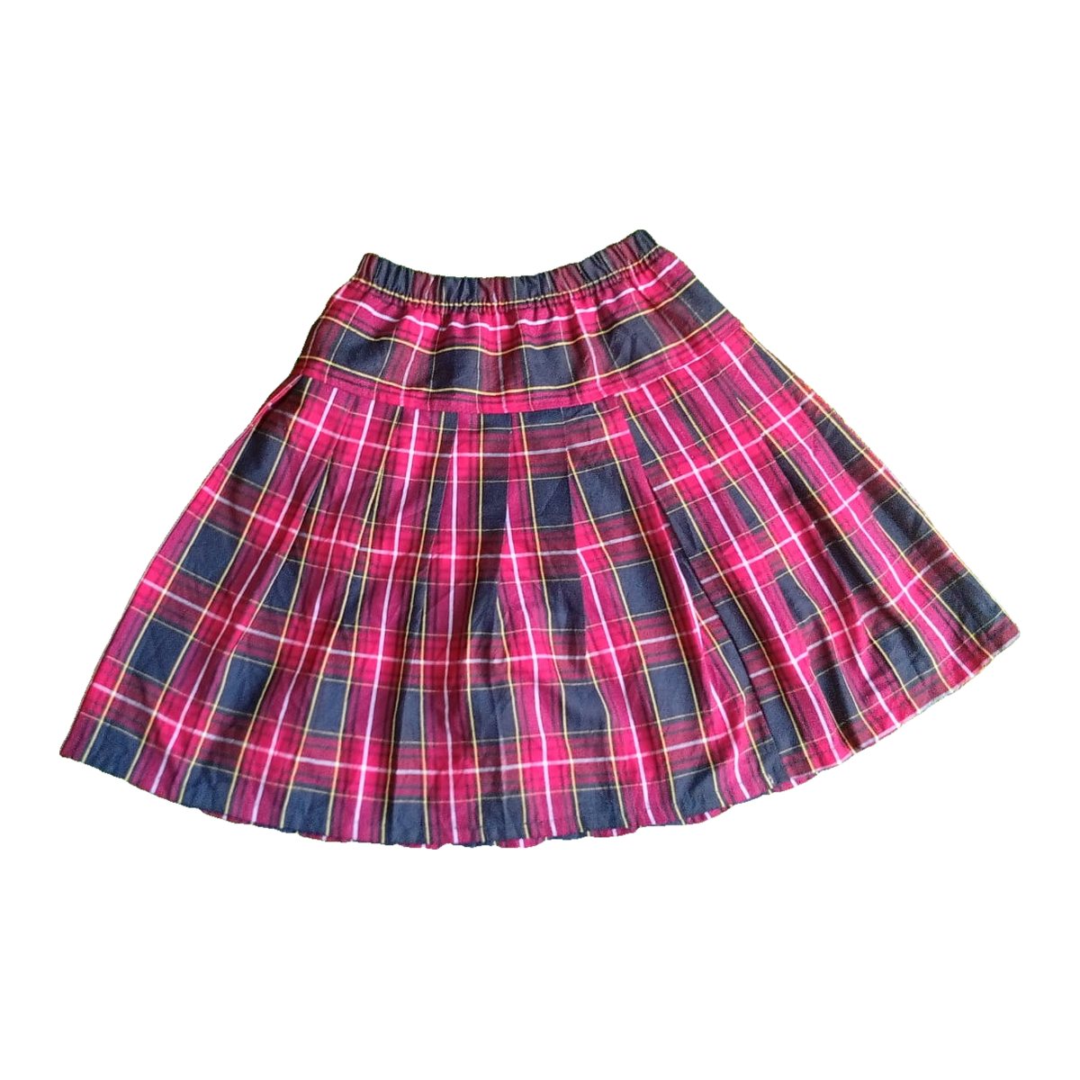 Girls' Pink and Black Tartan Pleated Skirt